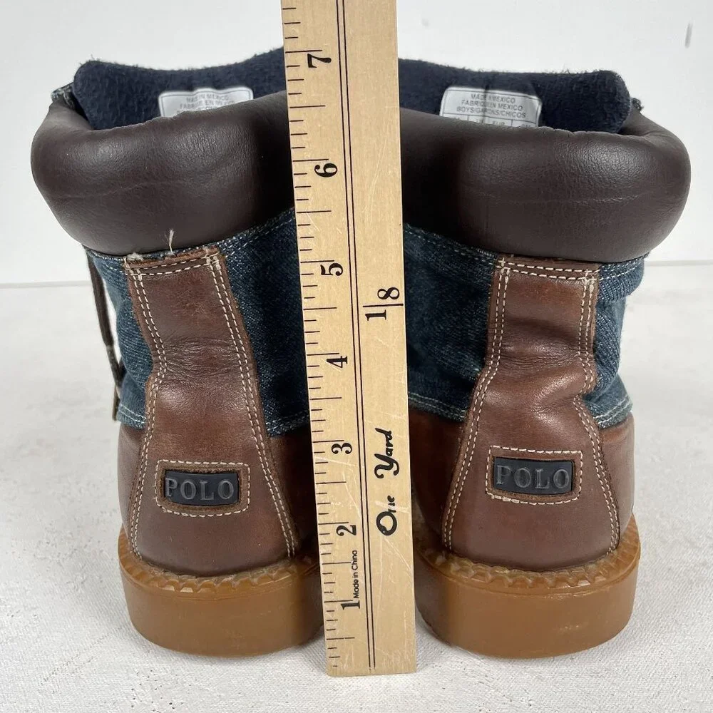 Polo Ralph Lauren Boots Boys 5.5‎ RANDEN Fashion Boot Denim Chocolate